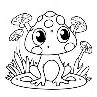 Happy Mushroom Frog With Flowers Coloring Page 24024-19445