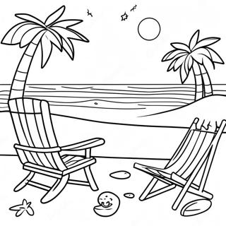 Preppy Summer Beach Scene Coloring Page 24083-19490