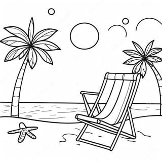 Preppy Summer Beach Scene Coloring Page 24083-19491