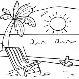 Preppy Summer Beach Scene Coloring Page 24083-19492