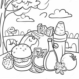 Preppy Summer Picnic Coloring Page 24084-19493