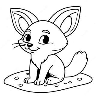 Cute Fennec Fox Playing In The Sand Coloring Page 24094-19501