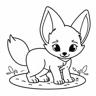 Cute Fennec Fox Playing In The Sand Coloring Page 24094-19502