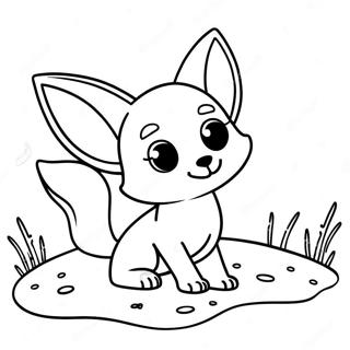 Cute Fennec Fox Playing In The Sand Coloring Page 24094-19503