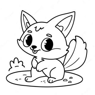 Cute Fennec Fox Playing In The Sand Coloring Page 24094-19504