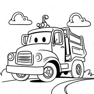 Cute Tow Truck Driving On Road Coloring Page 24144-19541