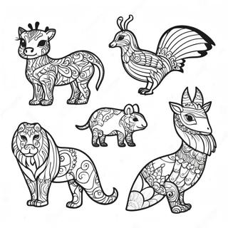 Black Background Animal Silhouettes Coloring Page 24224-19606