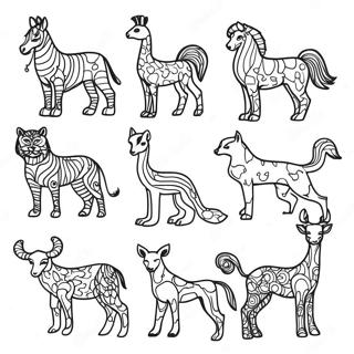 Black Background Animal Silhouettes Coloring Page 24224-19608