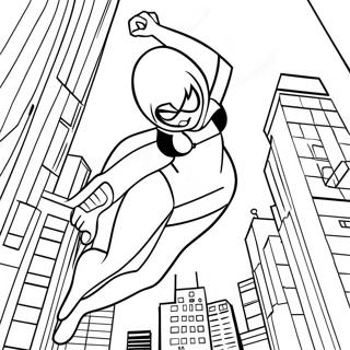 Spider Gwen Swinging Through The City Coloring Page 24264-19638