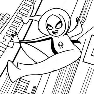 Spider Gwen Swinging Through The City Coloring Page 24264-19640