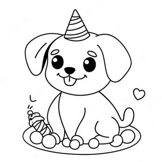 Cute Puppy Birthday Party Coloring Page 24274-19645