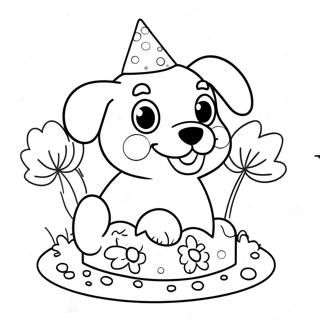 Cute Puppy Birthday Party Coloring Page 24274-19646