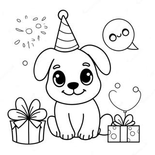 Cute Puppy Birthday Party Coloring Page 24274-19647