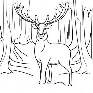 Majestic Reindeer In A Snowy Forest Coloring Page 242-197