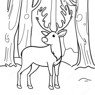 Majestic Reindeer In A Snowy Forest Coloring Page 242-199