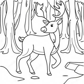 Majestic Reindeer In A Snowy Forest Coloring Page 242-200