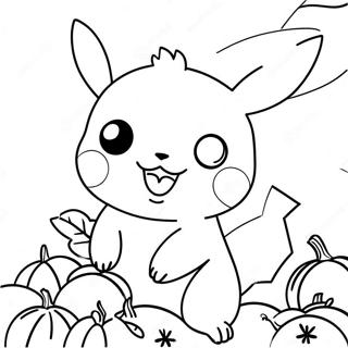 Pikachu With A Thanksgiving Turkey Coloring Page 24324-19686