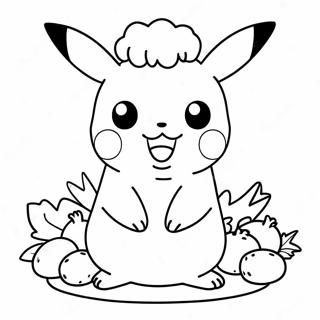 Pikachu With A Thanksgiving Turkey Coloring Page 24324-19688