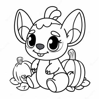 Cute Halloween Stitch With Pumpkin Coloring Page 2442-2061