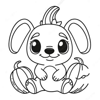 Cute Halloween Stitch With Pumpkin Coloring Page 2442-2064