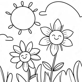 Hopeful Flowers And Sun Coloring Page 24534-19853