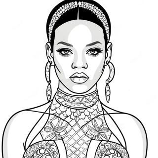 Rihanna In A Glamorous Outfit Coloring Page 24544-19865