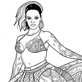 Rihanna In A Glamorous Outfit Coloring Page 24544-19866