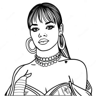 Rihanna In A Glamorous Outfit Coloring Page 24544-19867