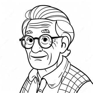 Funny Grandpa With Glasses Coloring Page 24584-19893