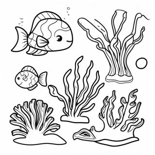 Colorful Seaweed Underwater Scene Coloring Page 24634-19933