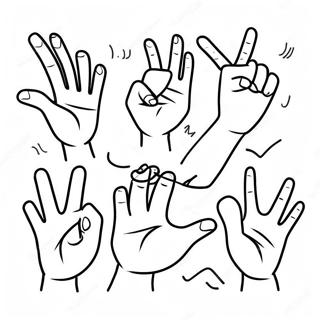 Colorful Sign Language Hand Shapes Coloring Page 24654-19946