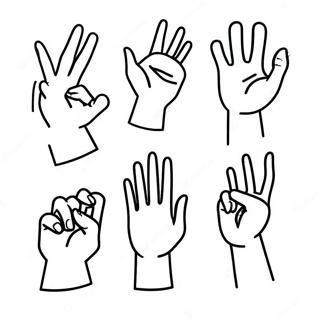 Colorful Sign Language Hand Shapes Coloring Page 24654-19948