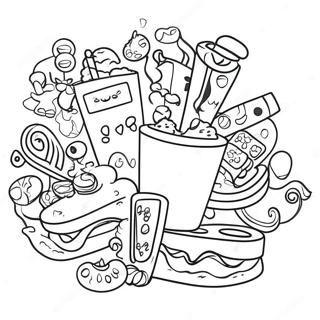 Colorful Movie Snacks Coloring Page 24674-19966