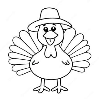 Happy Turkey With A Hat Coloring Page 24744-20025