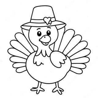 Happy Turkey With A Hat Coloring Page 24744-20026