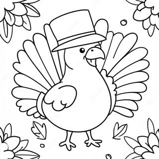 Happy Turkey With A Hat Coloring Page 24744-20028