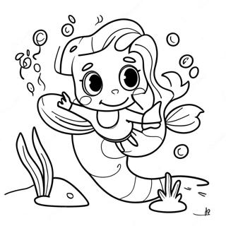 Ariel Swimming With Friends Coloring Page 24764-20037