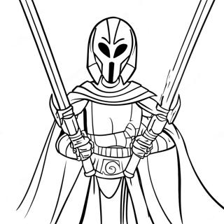 Menacing General Grievous With Lightsabers Coloring Page 24854-20109