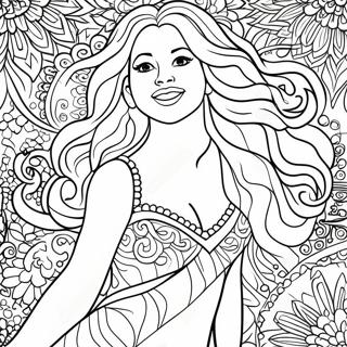 Shakira Dancing In A Sparkly Dress Coloring Page 24884-20129