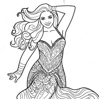 Shakira Dancing In A Sparkly Dress Coloring Page 24884-20130