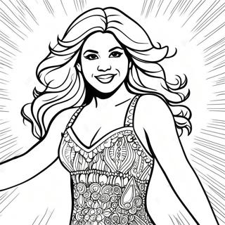 Shakira Dancing In A Sparkly Dress Coloring Page 24884-20131