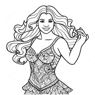 Shakira Dancing In A Sparkly Dress Coloring Page 24884-20132