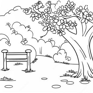 Beautiful Cherry Blossom Garden Coloring Page 24924-20166