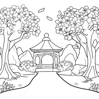 Beautiful Cherry Blossom Garden Coloring Page 24924-20168