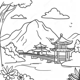 Beautiful Asian Landscape Coloring Page 24944-20181