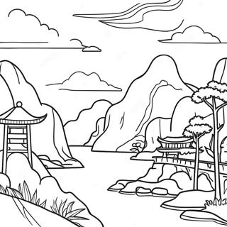 Beautiful Asian Landscape Coloring Page 24944-20182