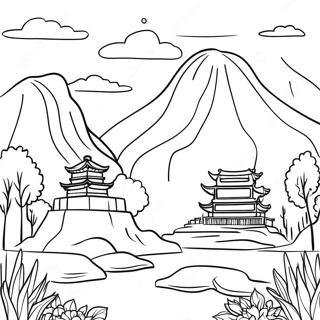 Beautiful Asian Landscape Coloring Page 24944-20183