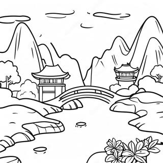 Beautiful Asian Landscape Coloring Page 24944-20184