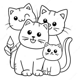 Cat With Kittens Coloring Pages