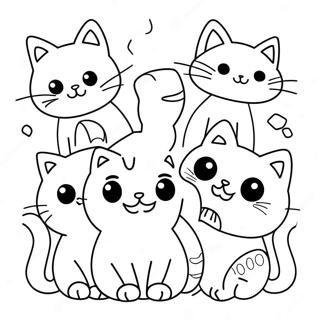 Cute Cat With Playful Kittens Coloring Page 24983-20212